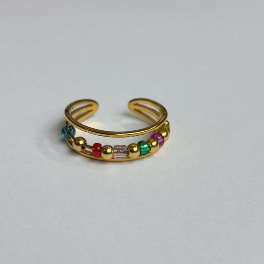 Anello Regolabile con Mini Perline Colorate – Acciaio Inossidabile