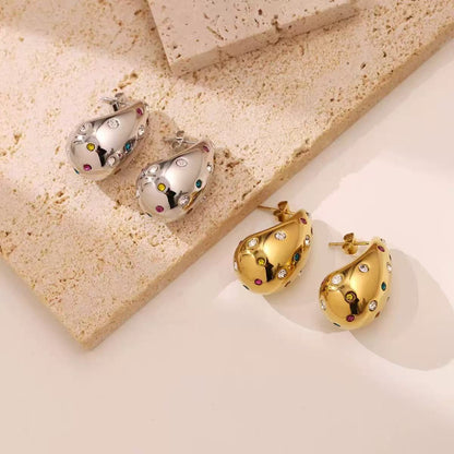 Orecchini "Goccia Arcobaleno" – Sculture di Luce in Acciaio