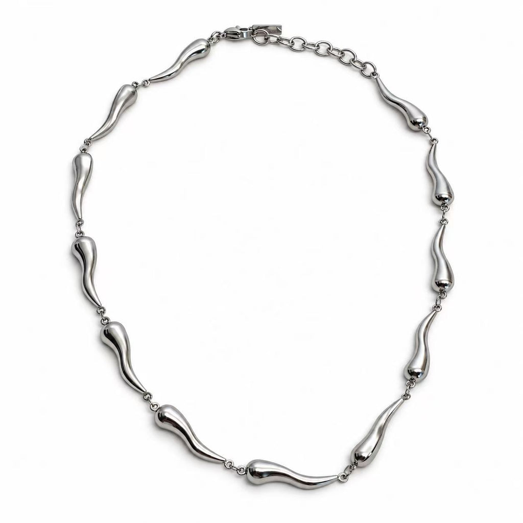 Collana gocce allungate acciaio inox