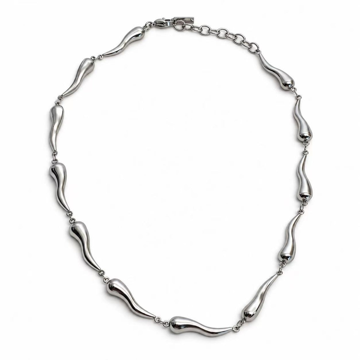 Collana gocce allungate acciaio inox