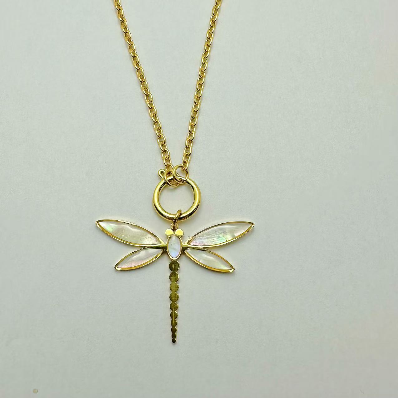 (C314)Collana madreperla libellula