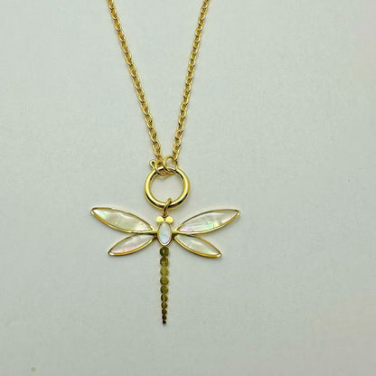 (C314)Collana madreperla libellula