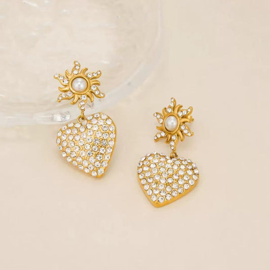 Orecchini Sole e Cuore con Cristalli