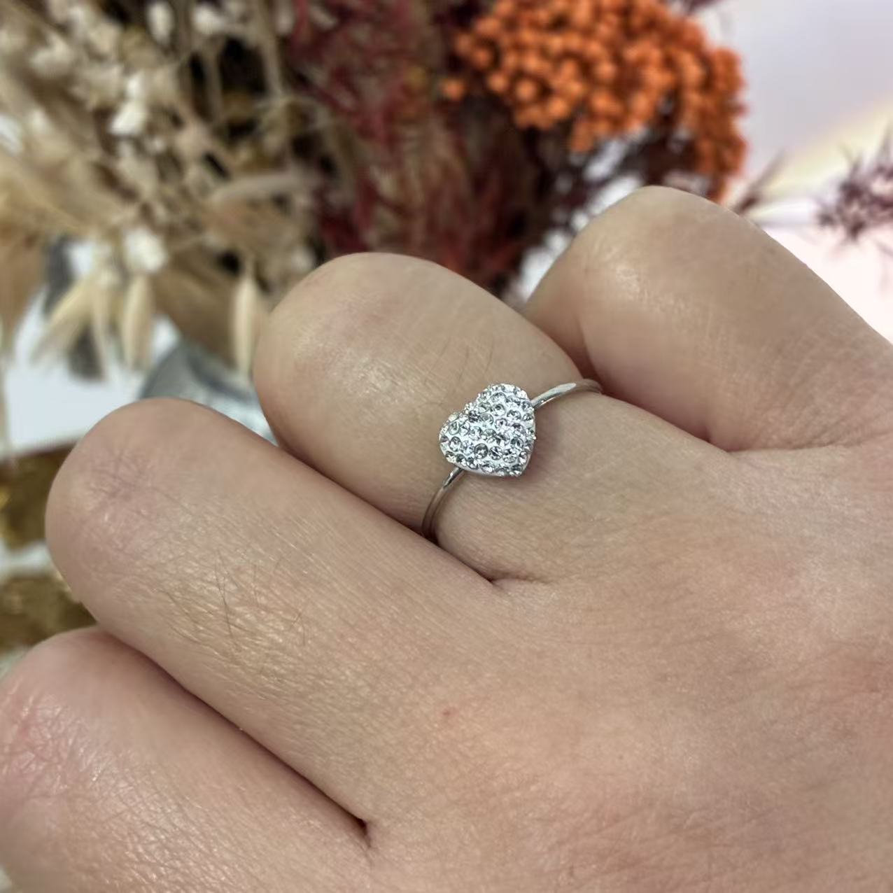 Anello Argento Cuore Pavé di Zirconi