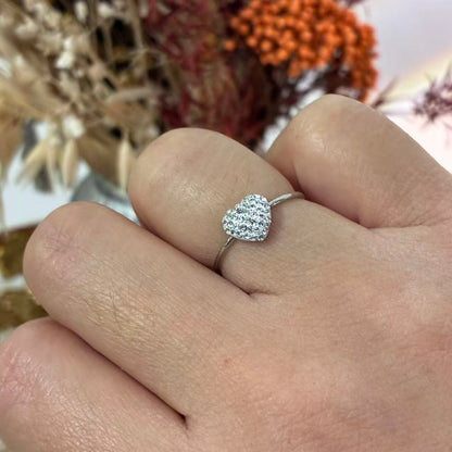 Anello Argento Cuore Pavé di Zirconi
