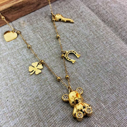 Collana con Charms Portafortuna e Teddy Bear