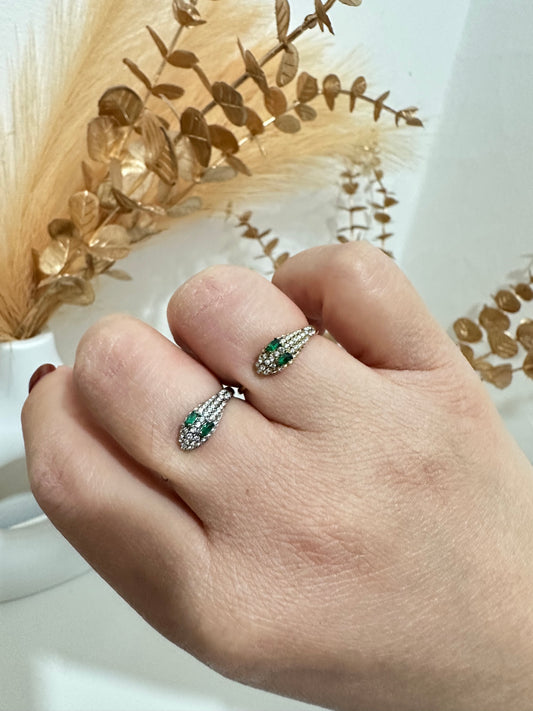 Anello serpente strass regolabile in acciaio inox (A46)