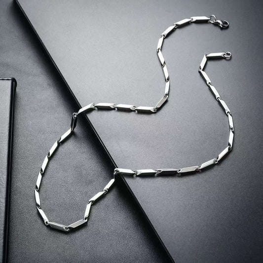 (C341)Collana Uomo in Acciaio Catena Geometrica