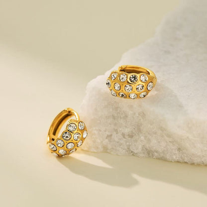 Orecchini a Cerchio con Cristalli Brillanti