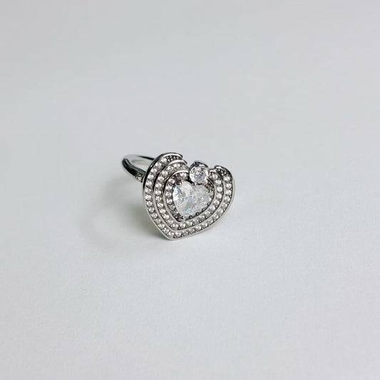 Anello Cuore a Triplo Strato con Zirconi – Acciaio Inossidabile