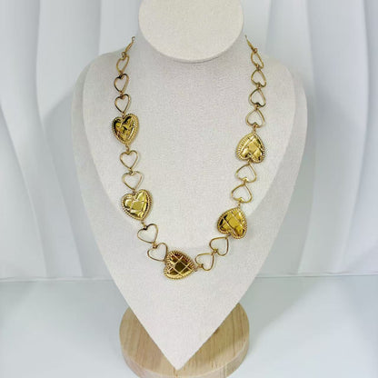 (C202)Collana cuori girocollo in acciaio inox