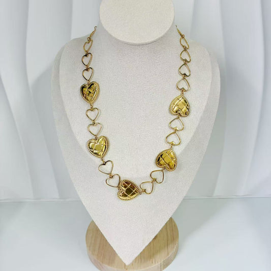 (C202)Collana cuori girocollo in acciaio inox