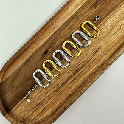 (B072) BRACCIALE DONNA BICOLORE IN ACCIAIO INOX