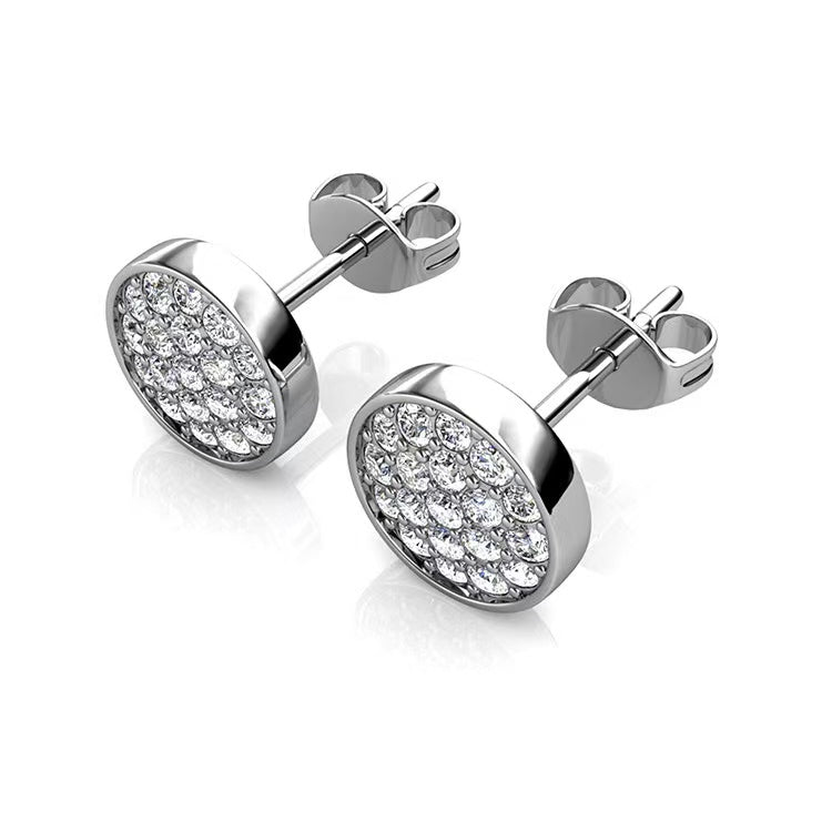 Orecchini "Pavé Celeste" – Bottoni Brillanti in Acciaio