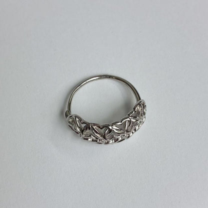 Anello Argento Intrecciato con Motivi Floreali – Acciaio Inossidabile