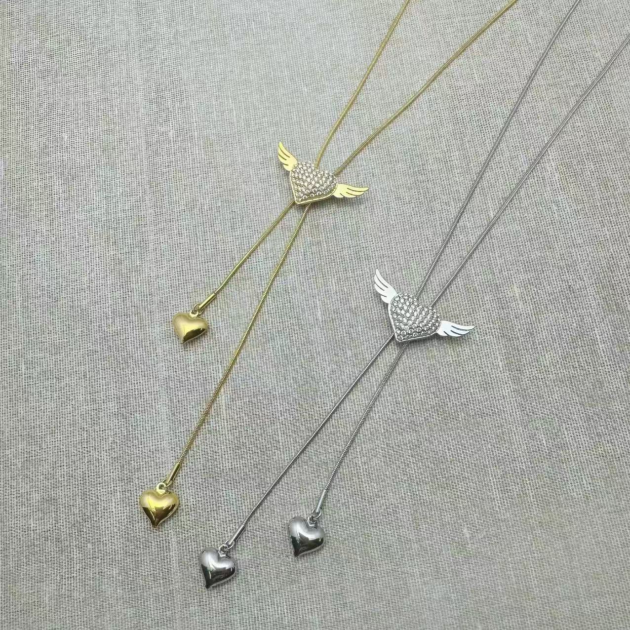 (C308)Collana cuori chevalier con ali