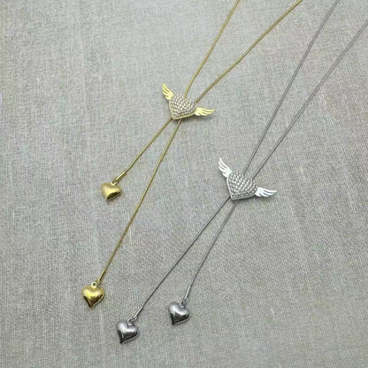 (C308)Collana cuori chevalier con ali