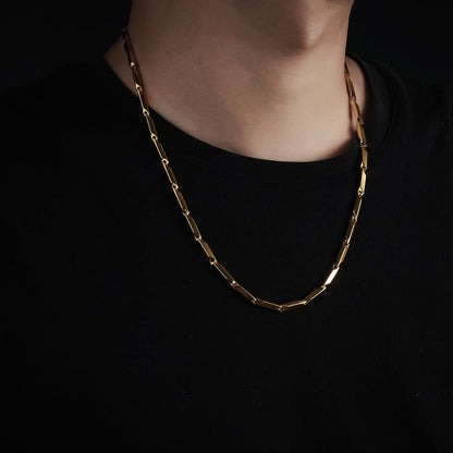 (C341)Collana Uomo in Acciaio Catena Geometrica