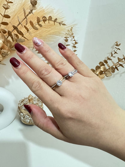 Anello con zirconi regolabile in acciaio inox (A63)