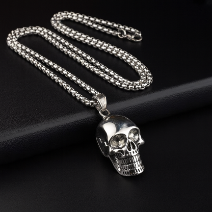(C330)Collana Uomo Pendente Teschio Gotico