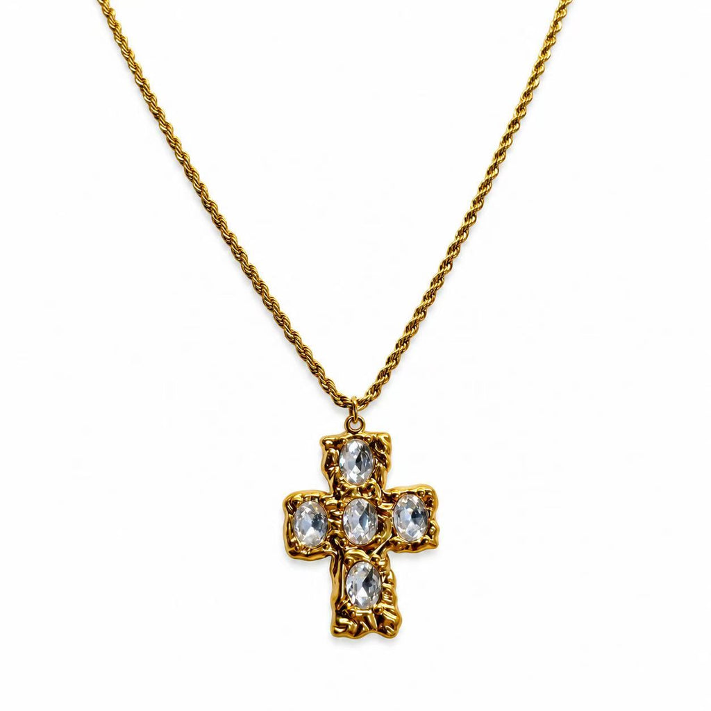 Collana con la croce acciaio 48cm