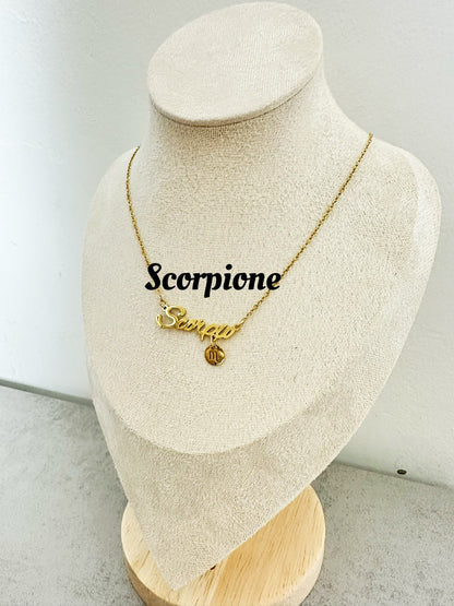 Collane zodiacali in acciaio inox (CZ1)lunghezza 45cm