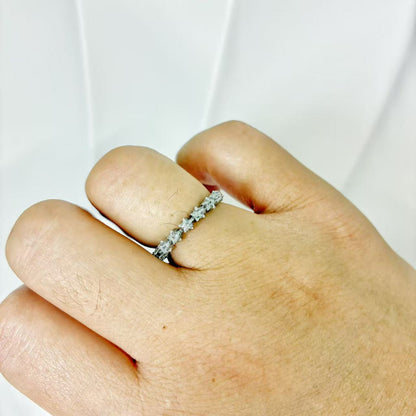 (A135)Anello stelle zirconi regolabile in acciaio inox