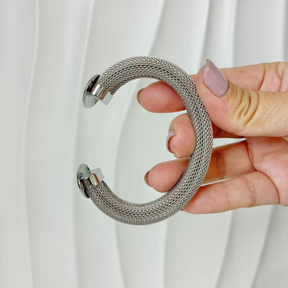 (B143)Bracciale semirigido donna regolabile in acciaio inox