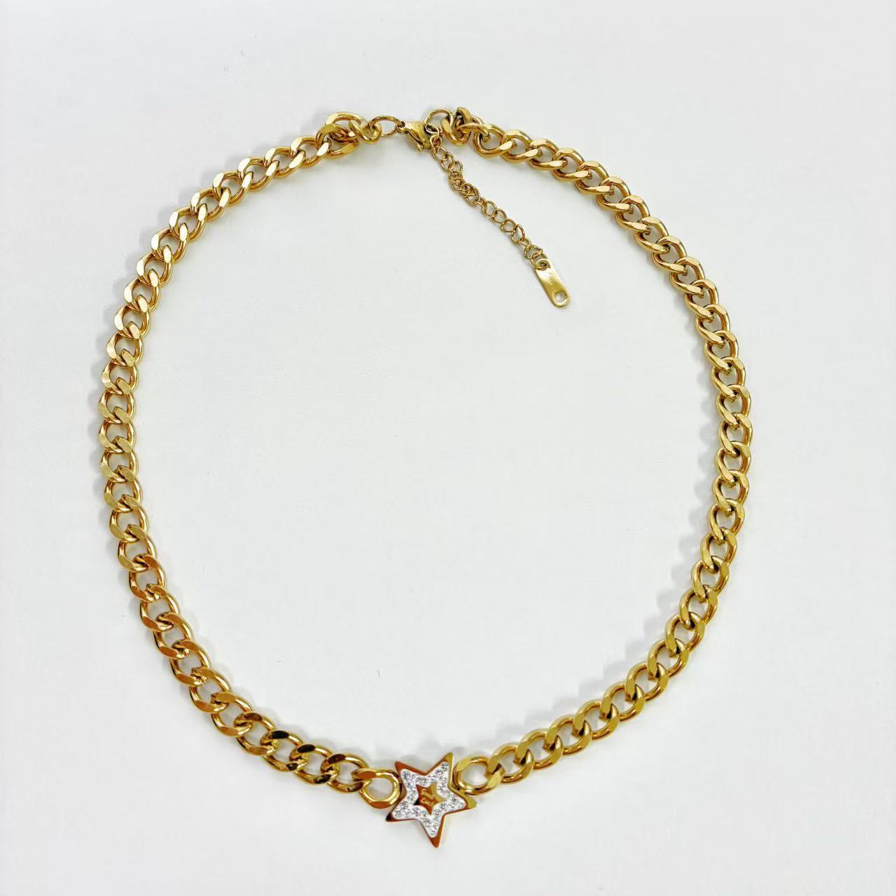 (C216)Collana catena stella in acciaio inox