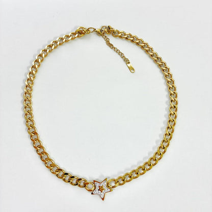 (C216)Collana catena stella in acciaio inox