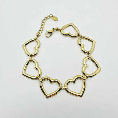 (B157)Bracciale cuoricini in acciaio inox