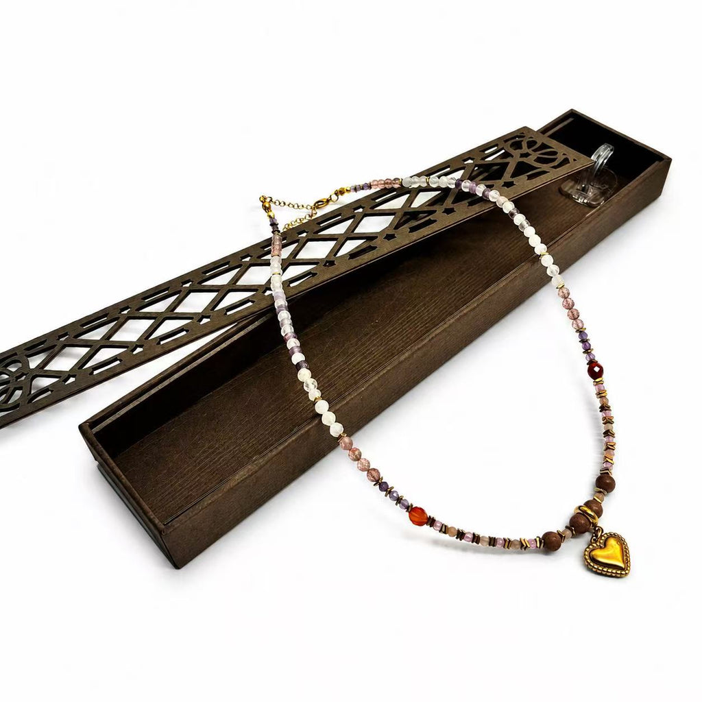 Collana con le pietre naturali (Quarzo Rosa) 49cm