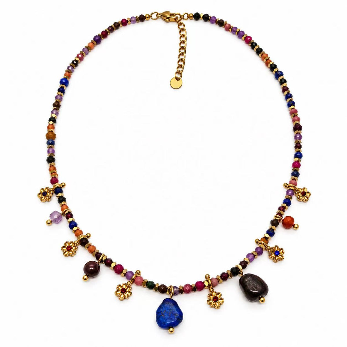 Collana con pepite con le Pietre naturali | 45cm | in acciaio inox