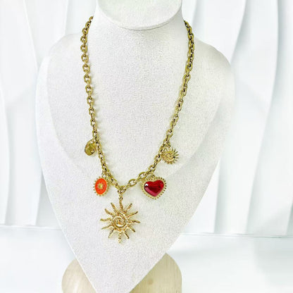 (C266)Collana con pendenti in acciaio inox