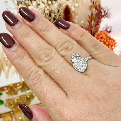 Anello Cuore Sacro Brillante