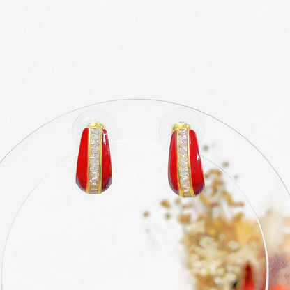 Orecchini a Lobo Rosso Smaltato con Cristalli – Eleganza Audace