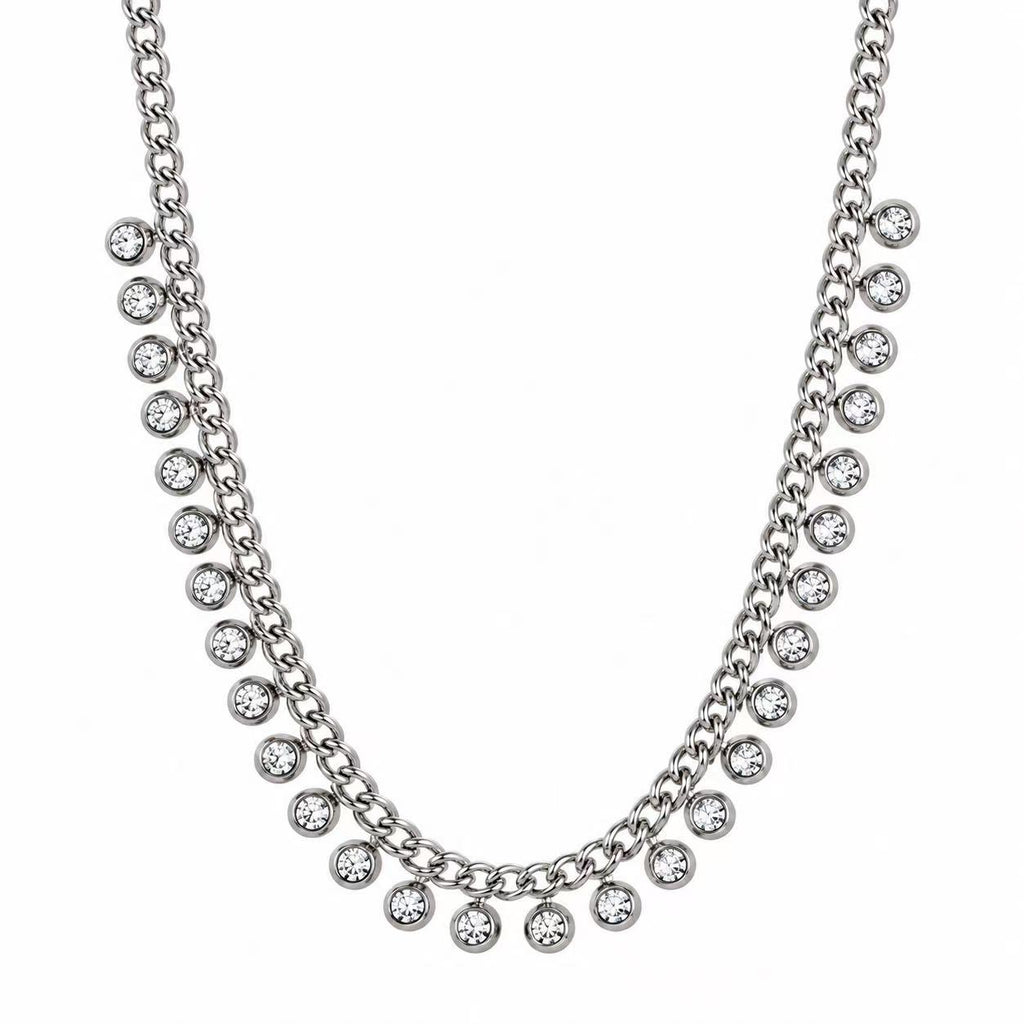 Collana con i zirconi tondi | 45cm | in acciaio inox