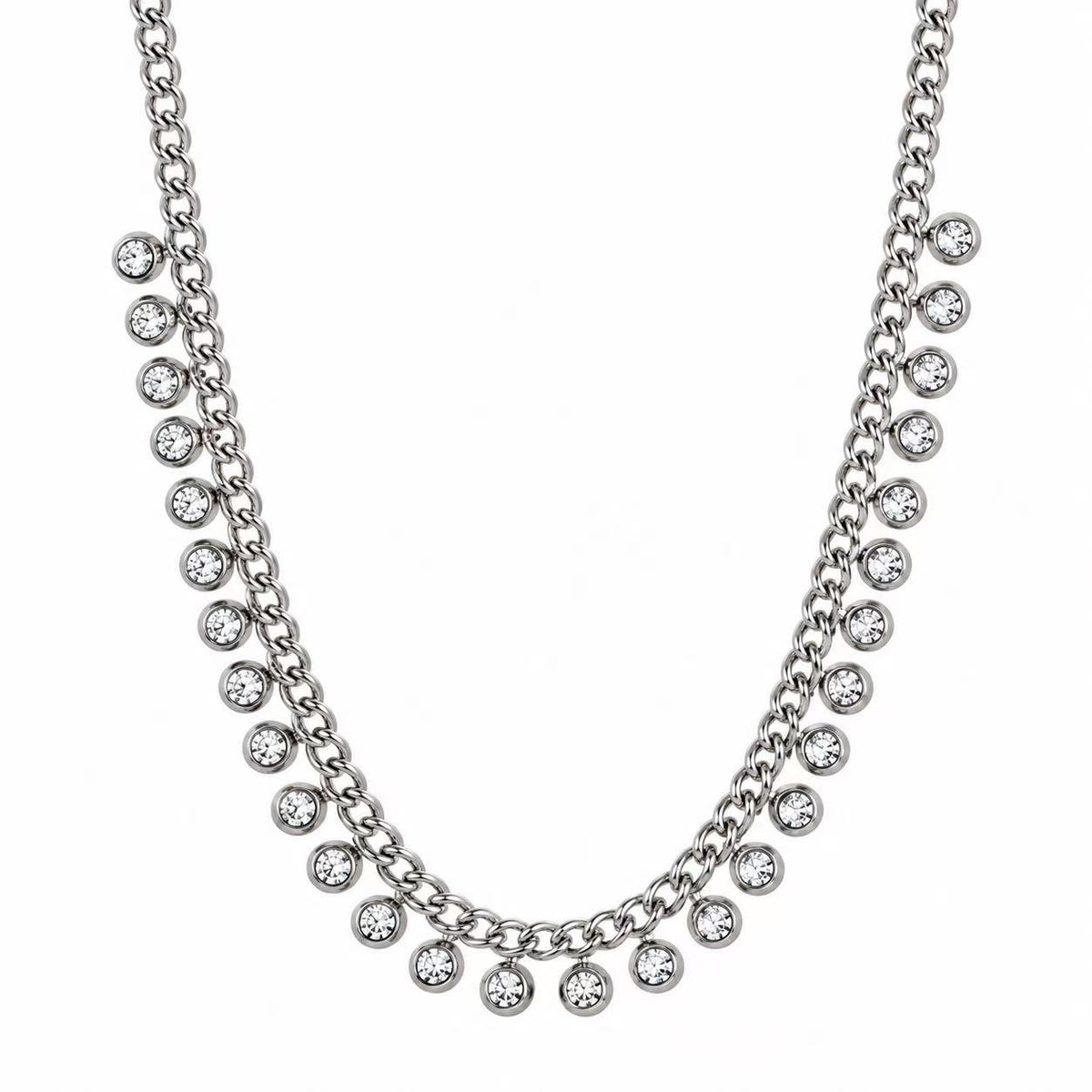 Collana con i zirconi tondi | 45cm | in acciaio inox