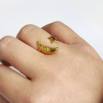 Anello Luna e Stella – Acciaio Inossidabile