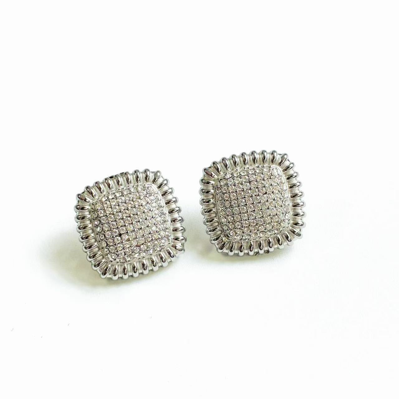 Orecchini Quadrati in Acciaio Inossidabile con Zirconi