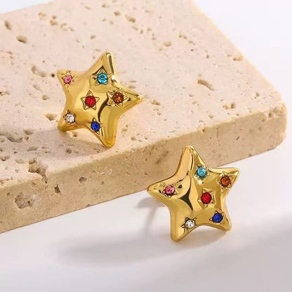 Orecchini Cuore Multicolor – Oro Lucido