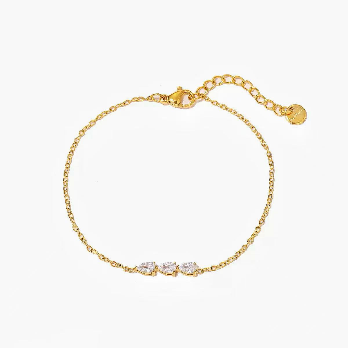 Bracciale con Tre Cristalli a Goccia