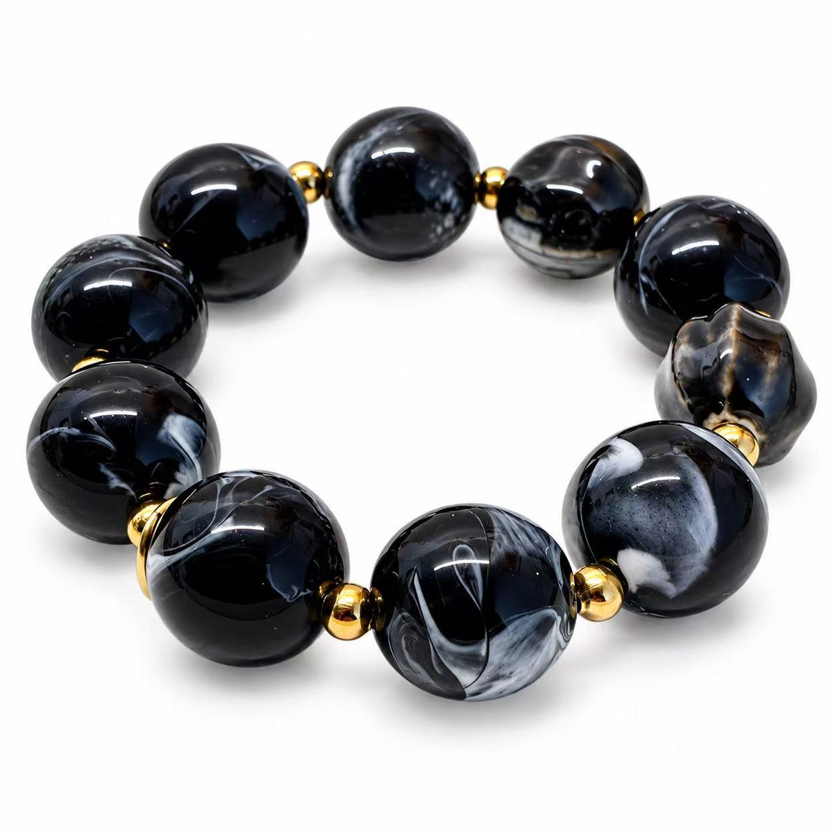 Bracciale elastico con pepite in acciaio inox