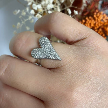 Anello “Cuore Pavé Brillante” – Romantico Statement Luminoso