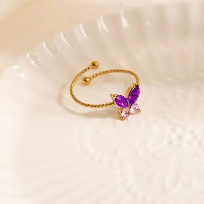 [Offerte] Anello "Metamorfosi Brilla" viola/rosa – Design a Farfalla in Acciaio