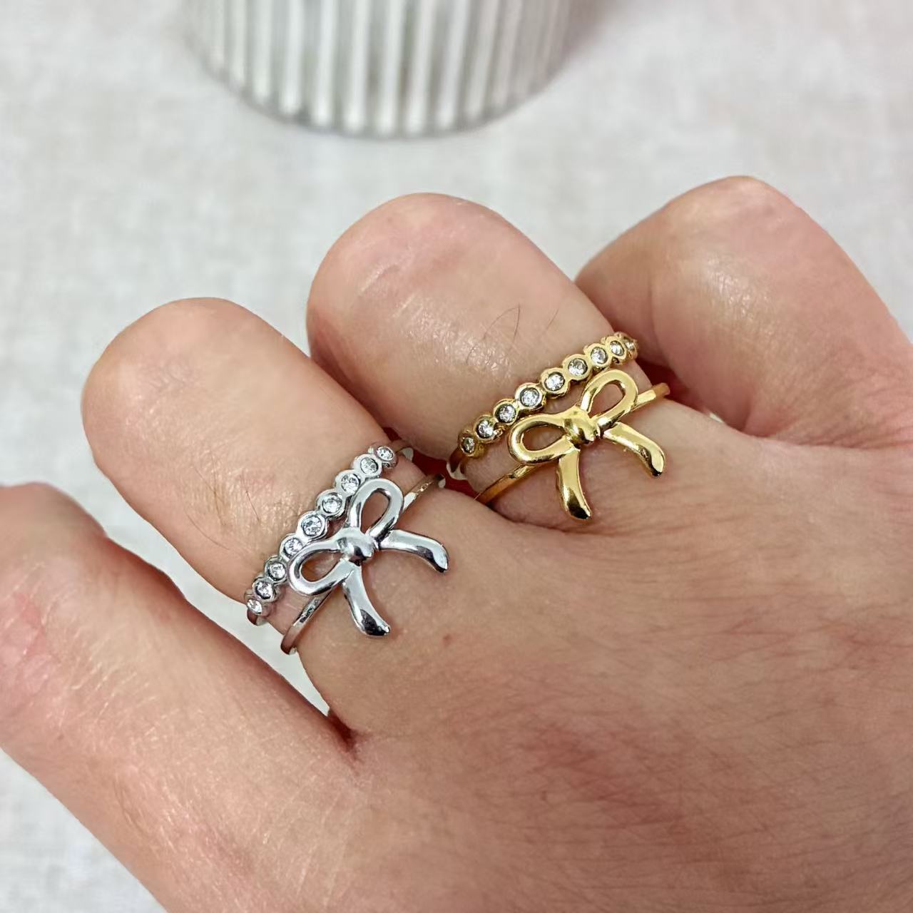 Anello Fiocco con Cristalli