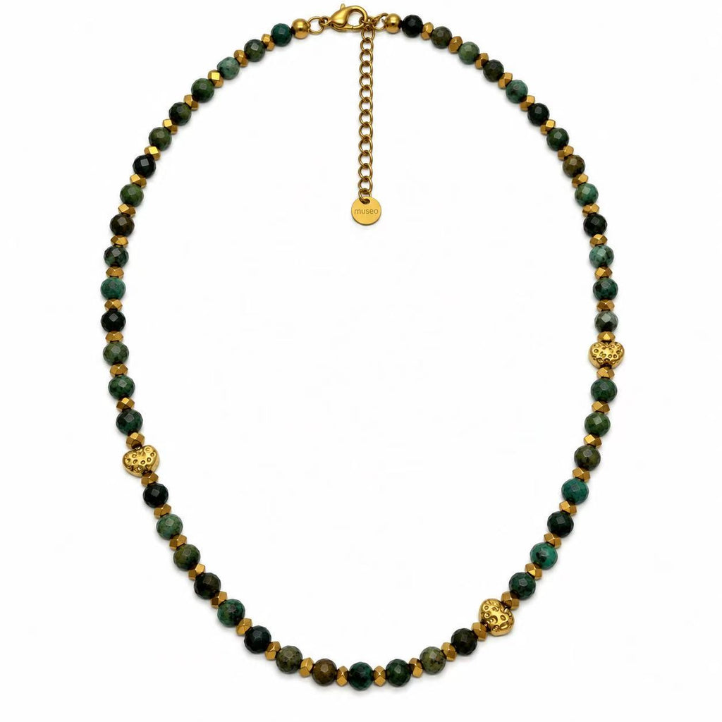 Collana Ritmo di Cuori | pepite con le Pietre naturali | in acciaio inox