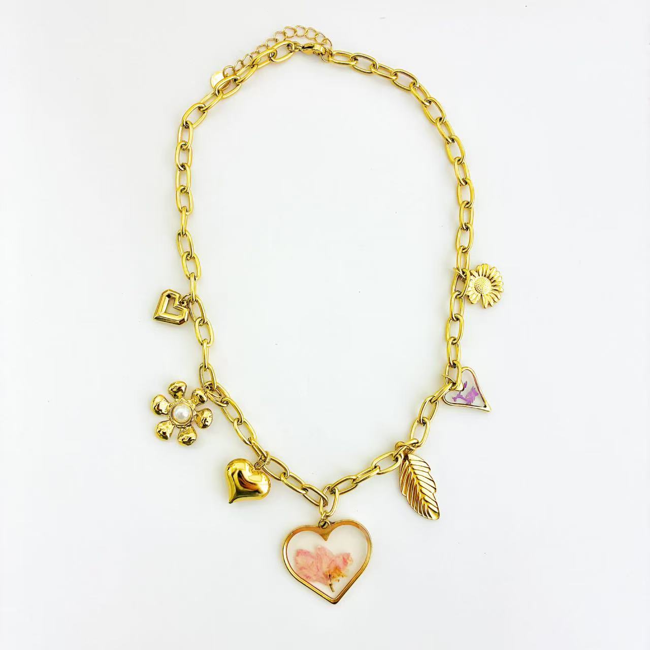 Collana Charm Botanica – Motivi Naturali  Cuori