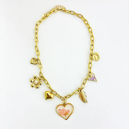 Collana Charm Botanica – Motivi Naturali  Cuori