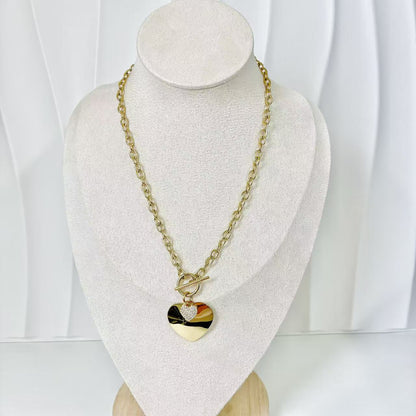 (C255)Collana con cuori in acciaio inox